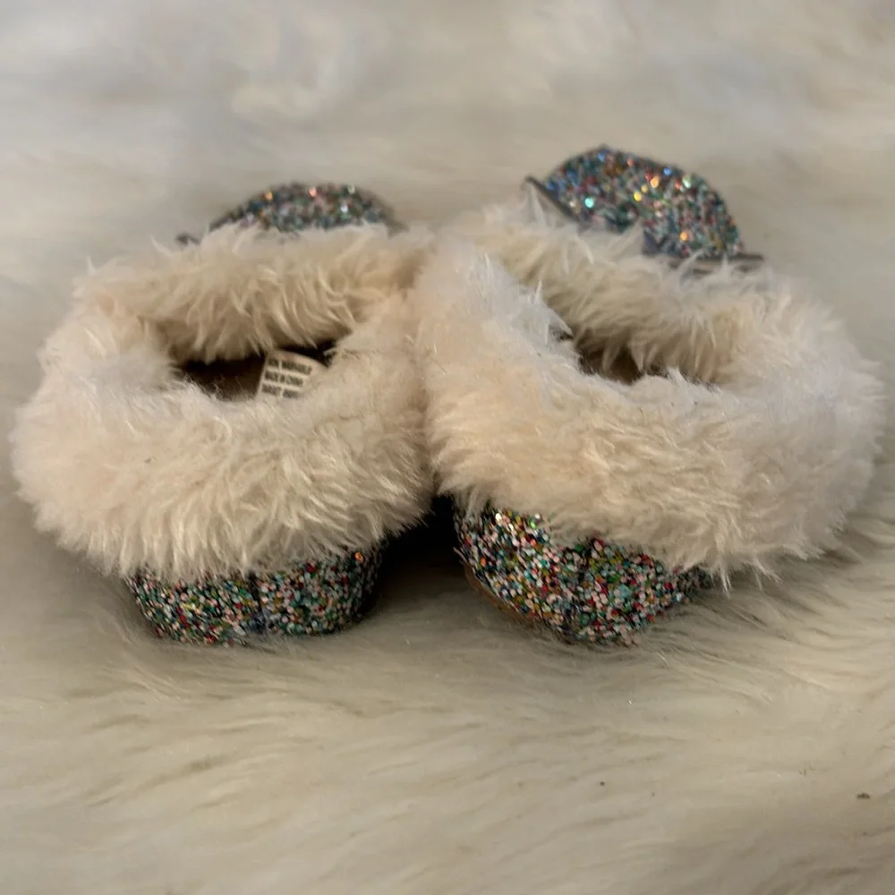 Glitter and Faux Fur Moccasins